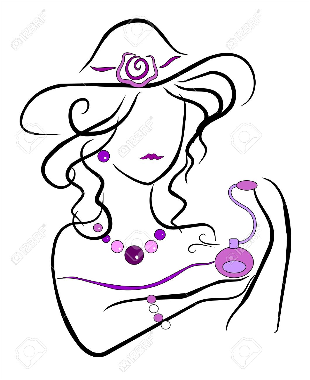 1060x1300 Drawing Of A Woman With Jewelry And Perfume Royalty Free Cliparts