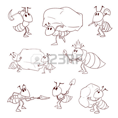 450x450 Collection Of Line Drawing Vector Illustrations Of Cartoon Ant