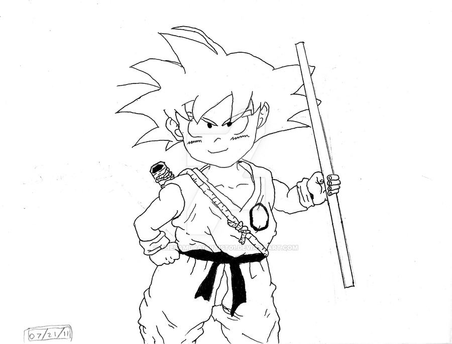 900x684 Kid Goku Drawing Not Colored Or Shaded By Thesamuraiartist01