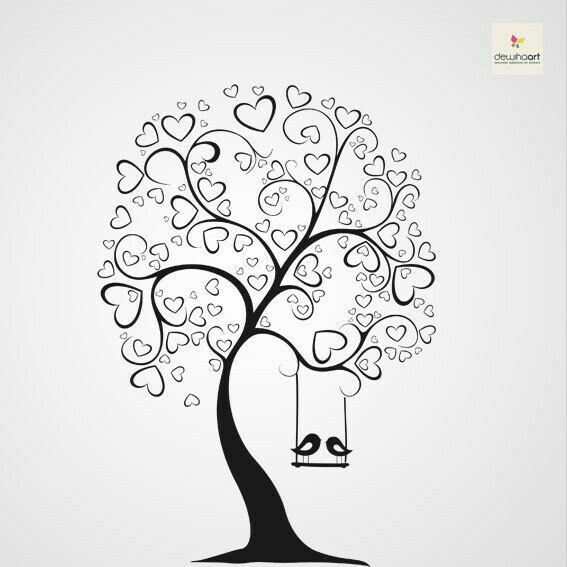 567x567 Drawing Treessilhouette Heart Tree