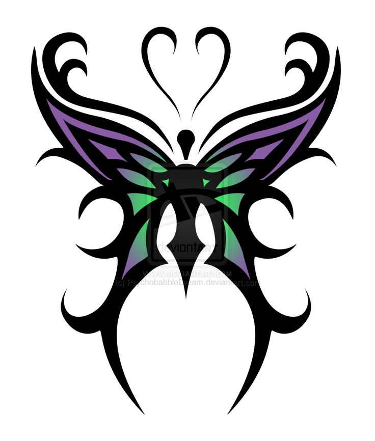736x866 Colorful Tribal Butterfly Tattoo Design