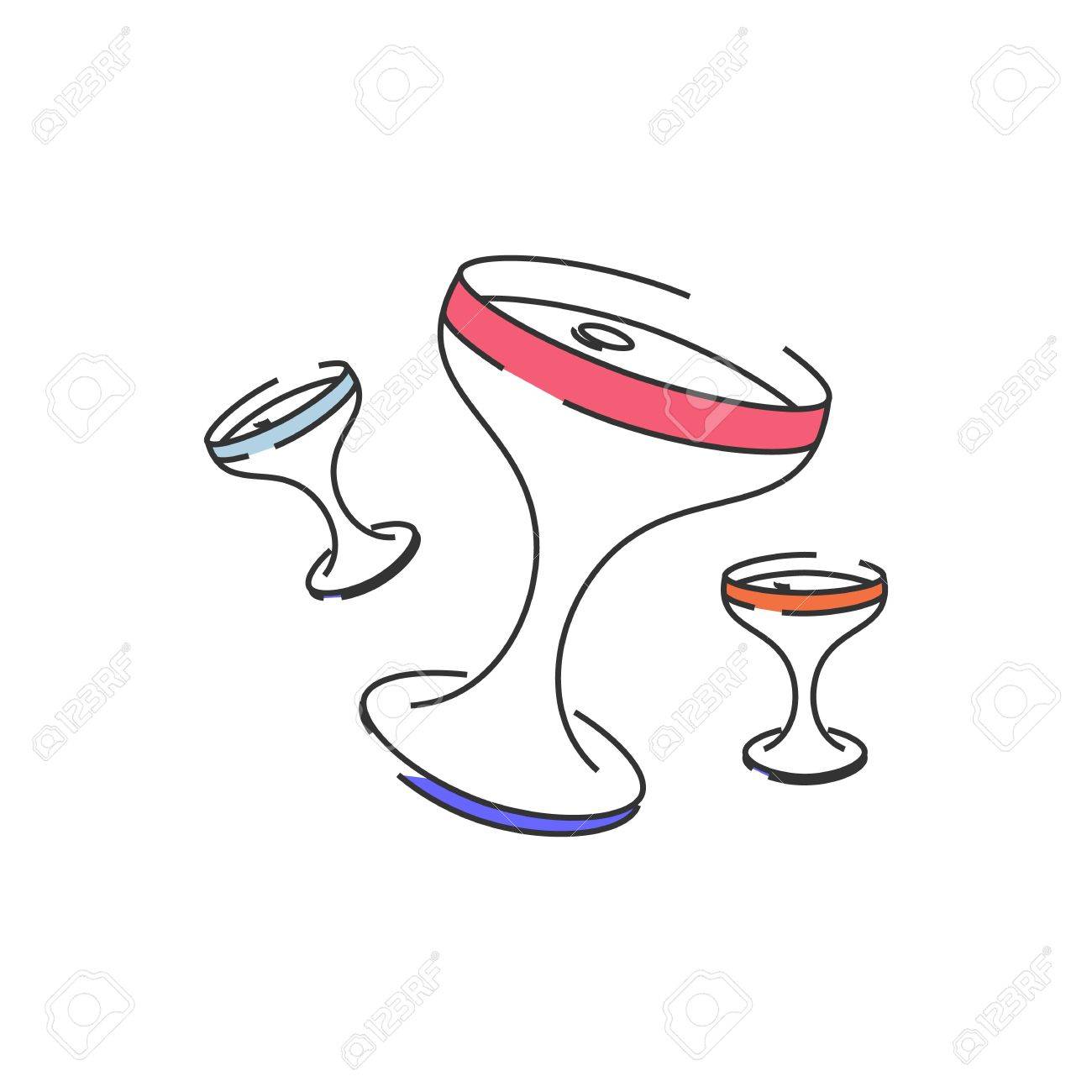 1300x1300 Stylized Line Drawing Colorful Celebration Glasses Vector