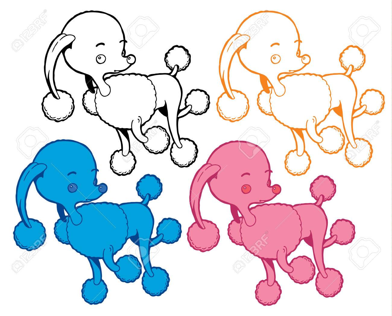 1300x1048 Colorful Cartoon Poodle Hand Drawing Vector Set Royalty Free