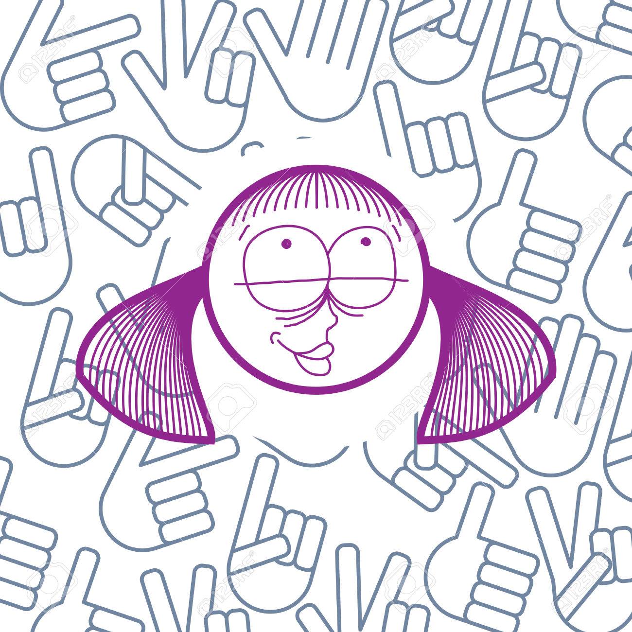 1300x1300 Vector Art Colorful Drawing Of Happy Smiling Woman With Modern