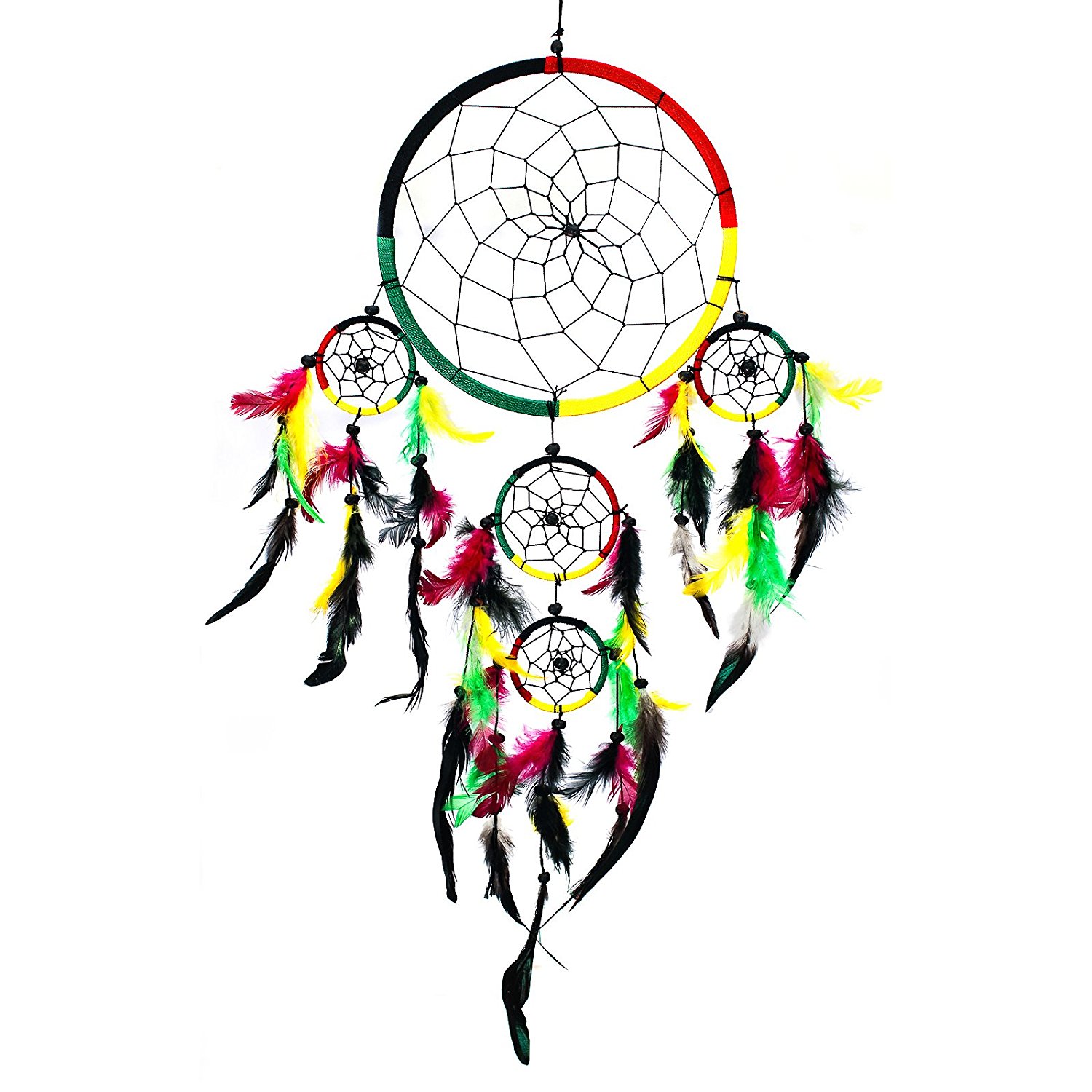 1500x1500 Dream Catcher ~ Traditional Shape Rasta 4 Colour ~ Black, Green