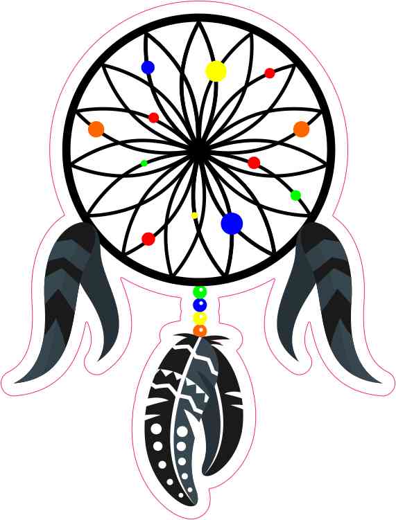 571x751 4in X 5in Colorful Dream Catcher Sticker Stickertalk