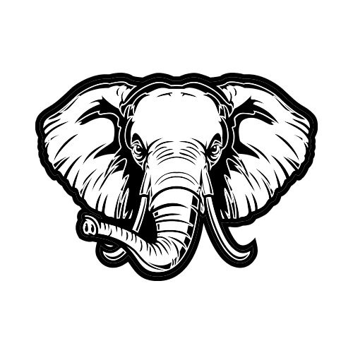 500x500 Elephant Front Bw Clip Art