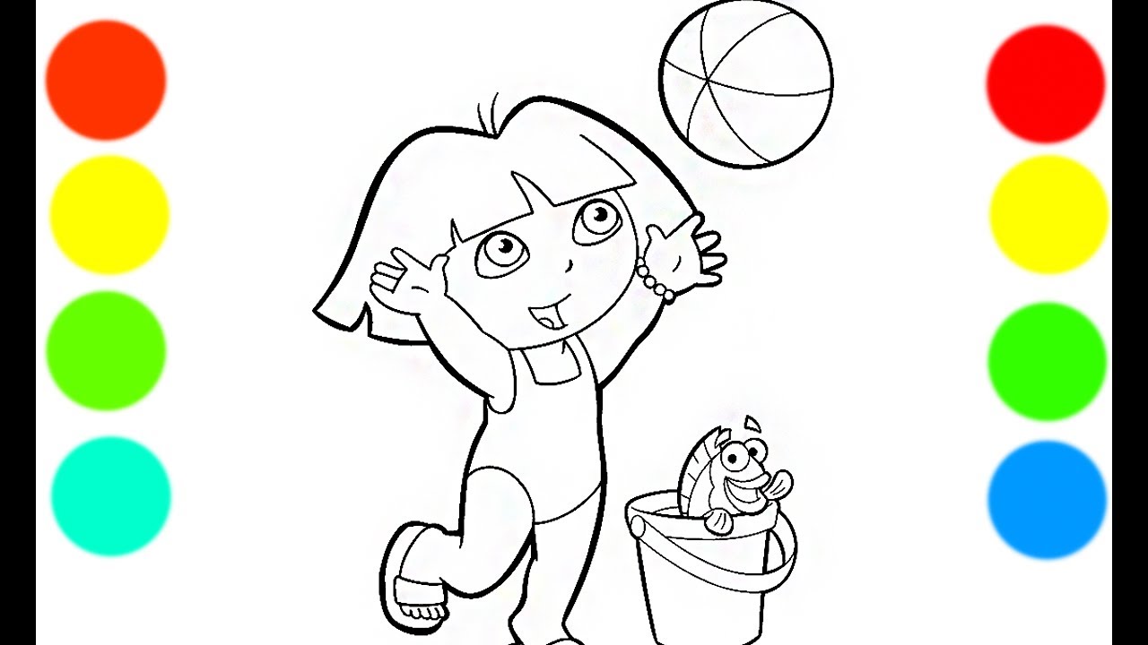 1280x720 Dora And Baby Red Fish Coloring Book Pages Videos For Kids