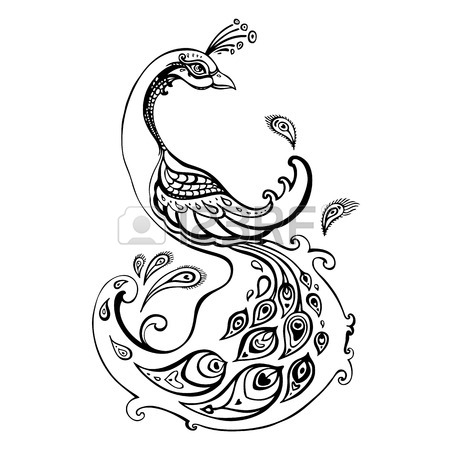 450x450 Colorful Peacock Drawing Royalty Free Cliparts, Vectors, And Stock