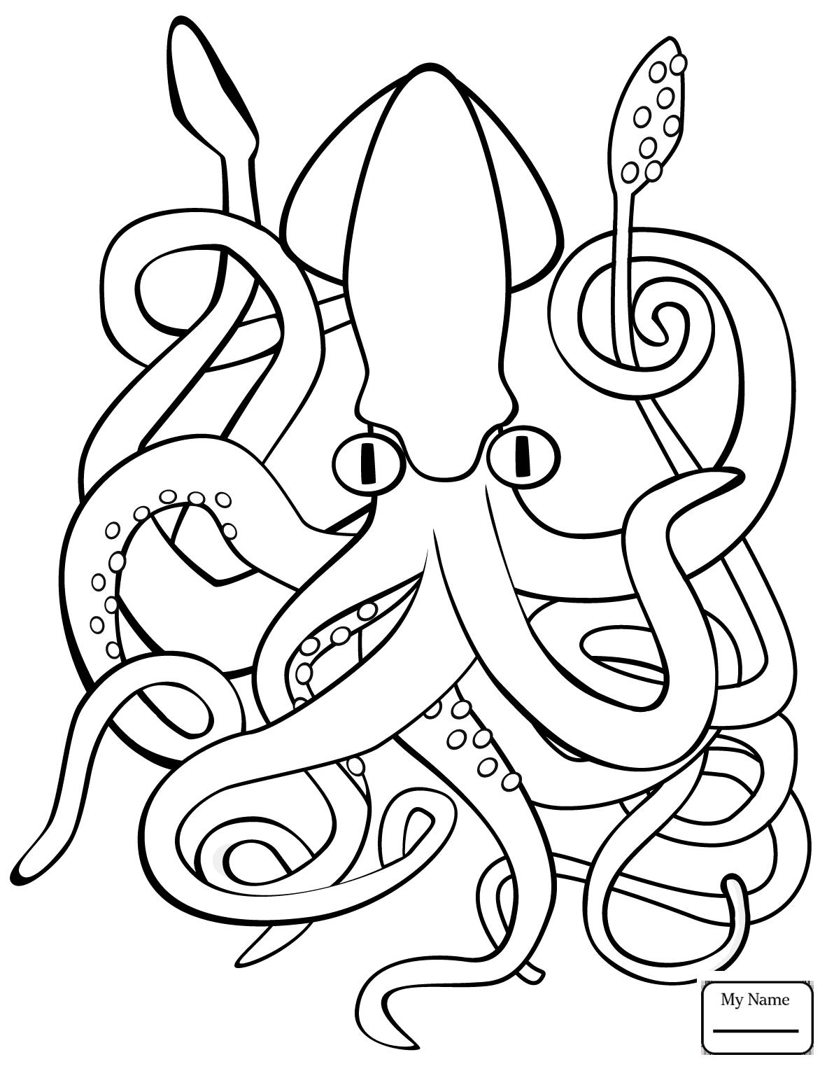 1182x1530 Coloring Pages For Kids Squid Mollusks Giant Squid
