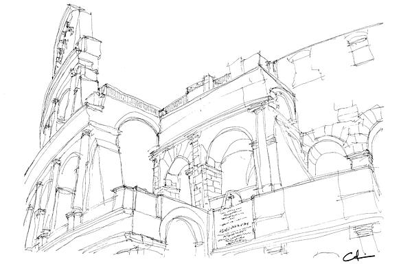 600x384 Colosseum Sketch Greeting Card For Sale By Calvin Durham