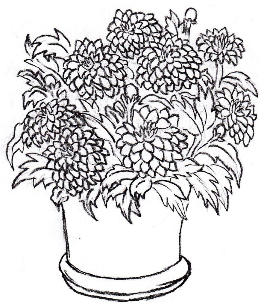 872x1024 Flowers Pot Drawing With Colour Drawing Flower Pot Pictures