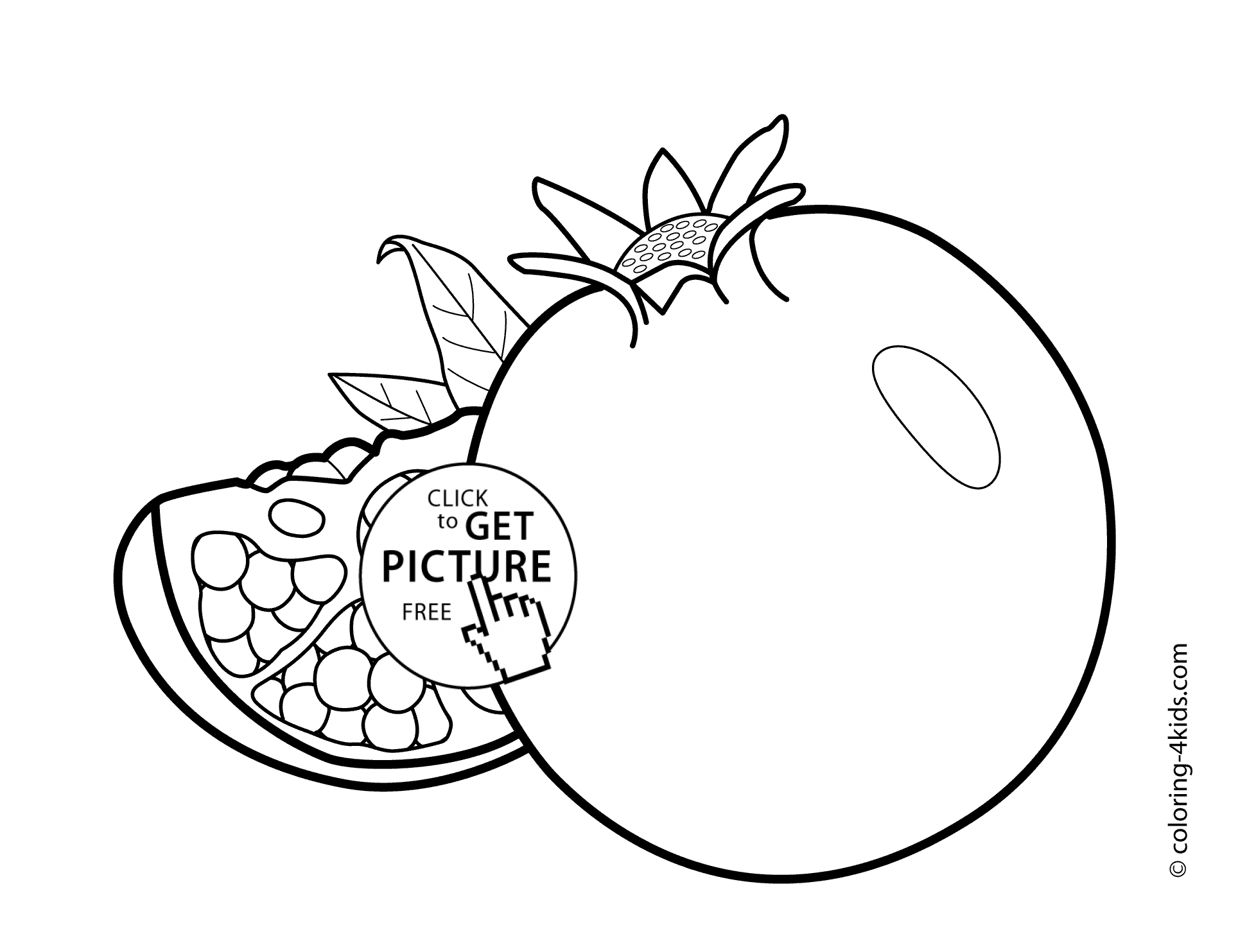1928x1483 Pomegranate Fruits Coloring Pages For Kids, Printable Free