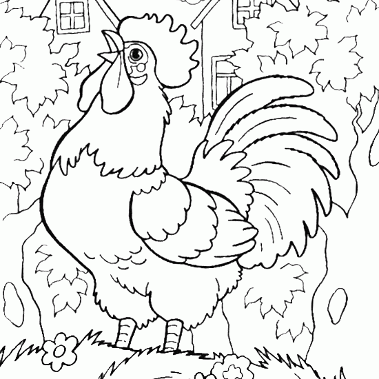 550x550 Rooster,chicken,drawing,coloring,animals Coloring Beautiful