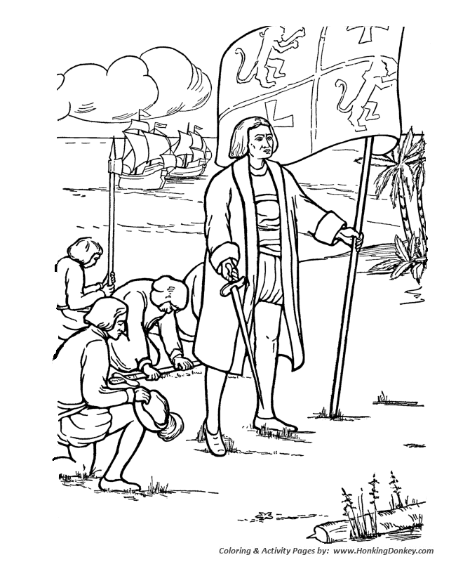 670x820 Columbus Day Coloring Pages Columbus Lands In The New World