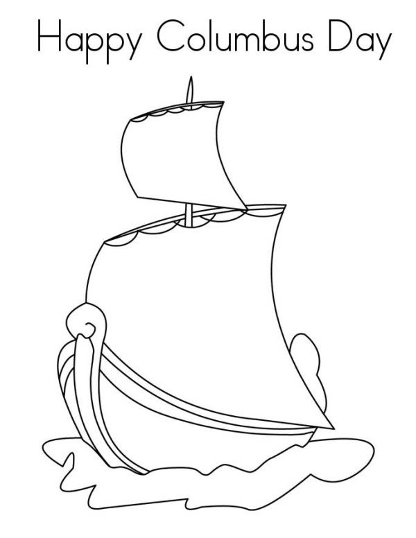 600x776 Happy Columbus Day Regatta Coloring Page
