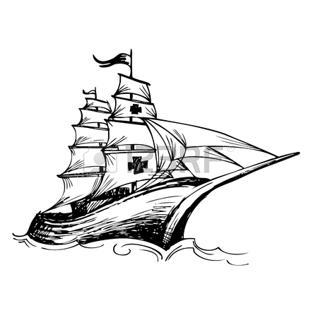 450x450 Columbus Ship Hand Drawn By Pencil Made For Columbus Day Royalty