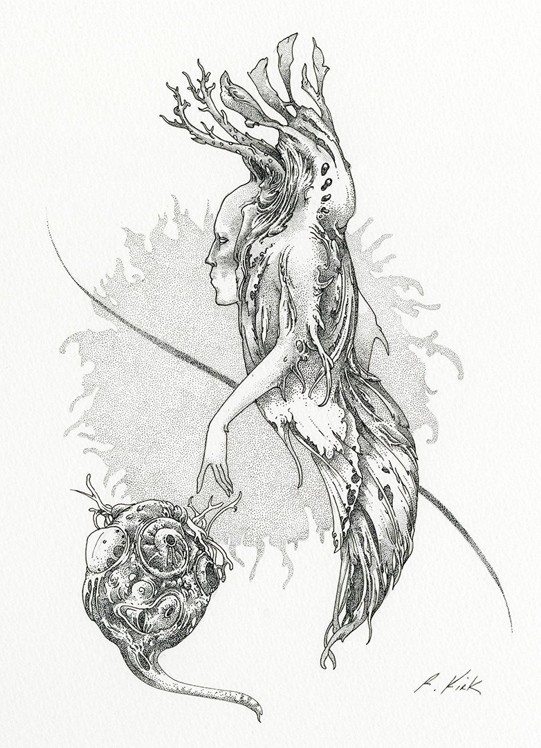 782x1080 Richard A. Kirk Art And Illustration Water Column (Original Ink