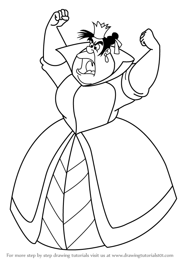 596x843 Learn How To Draw Queen Of Hearts From Alice In Wonderland (Alice