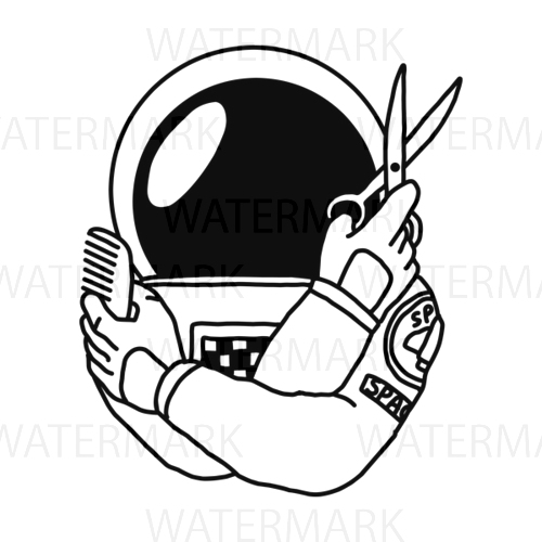 500x500 Astronaut Barber Scissors Comb Space Galaxy Universe Outline