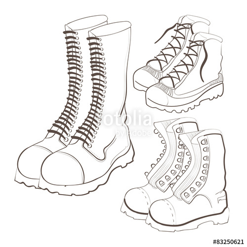 500x500 Illustration Of Hand Drawn Military Boots Stock Image And Royalty