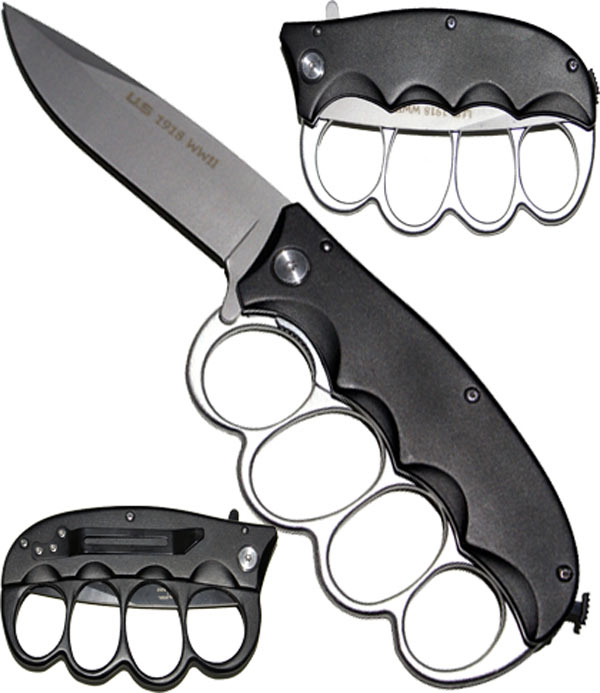 600x693 Trenchers Extreme Knuckle Folding Knife, Plain