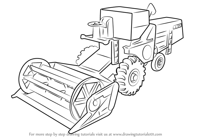 800x566 Learn How To Draw Combine Harvester (Other) Step By Step Drawing