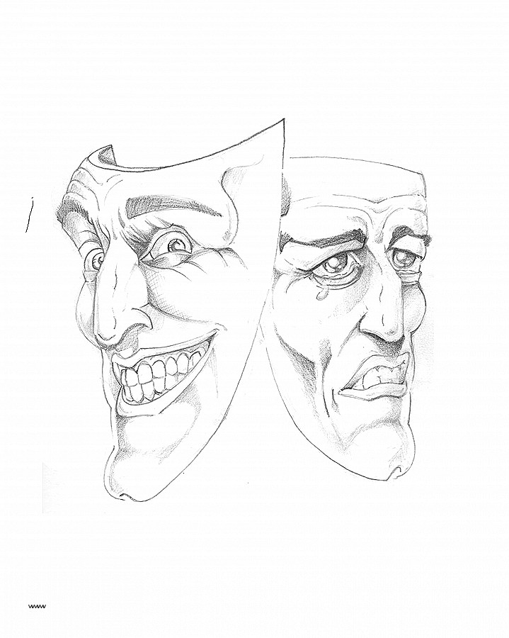 Comedy And Tragedy Masks Drawing at GetDrawings | Free download