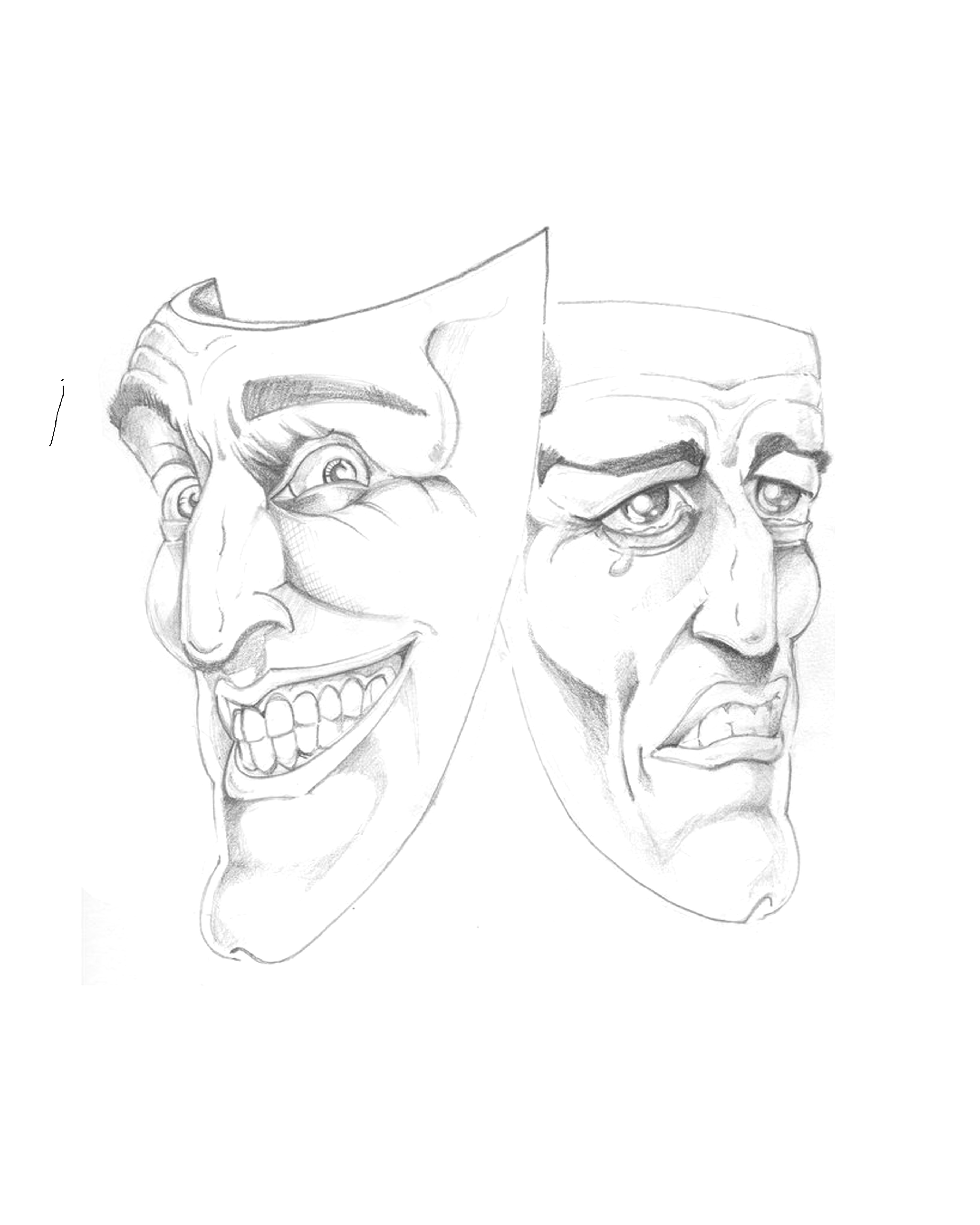 3657x4572 Comedy And Tragedy Masks By Russarttattoo