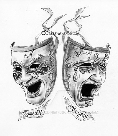 400x462 Comedy Tragedy Tattoo By Cassandrareitzig