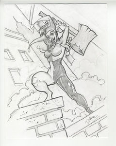 239x300 Cris Delara Swing'N Harley Quinn Original Comic Book Pin Up