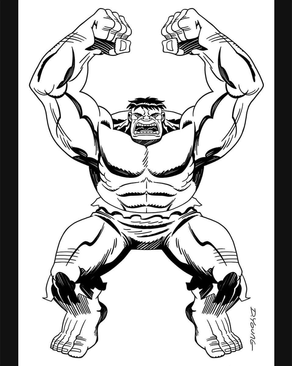 958x1198 Darryl Young Design Incredible Hulk Black And White