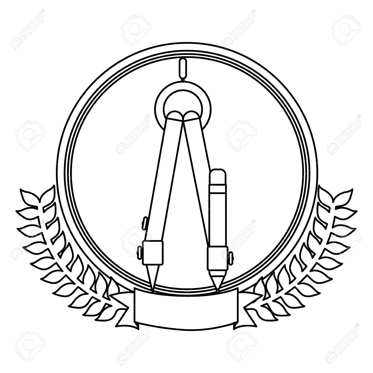 1300x1300 Silhouette Circular Border With Arch Of Leaves With Compass