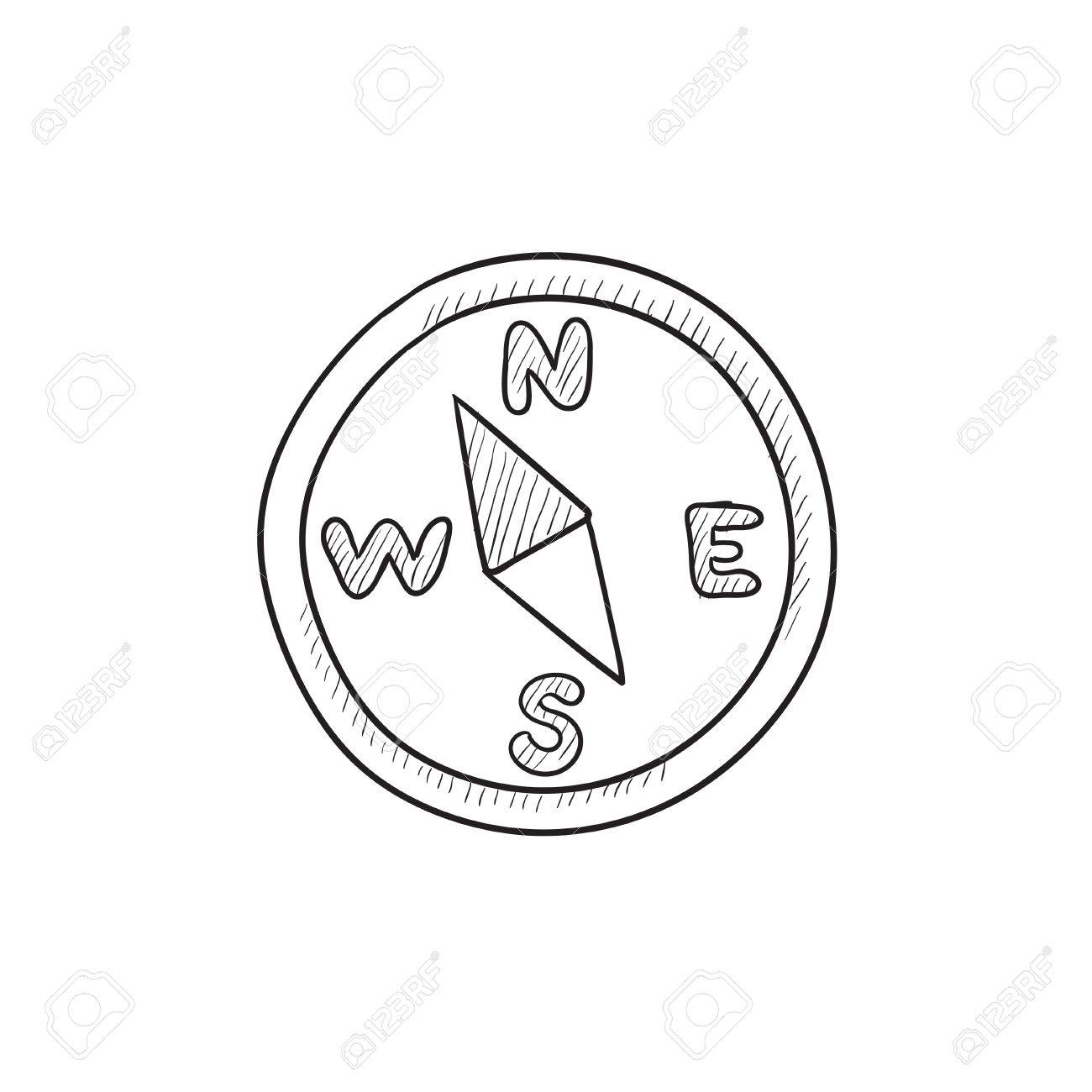 1300x1300 Compass Vector Sketch Icon Isolated On Background. Hand Drawn