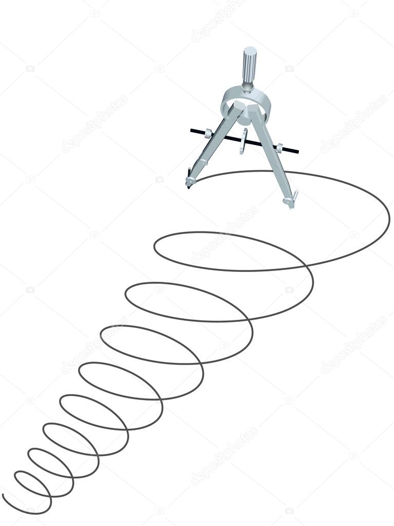 767x1023 Drafting Design Compass Drawing Circles Spiral Up Stock Vector