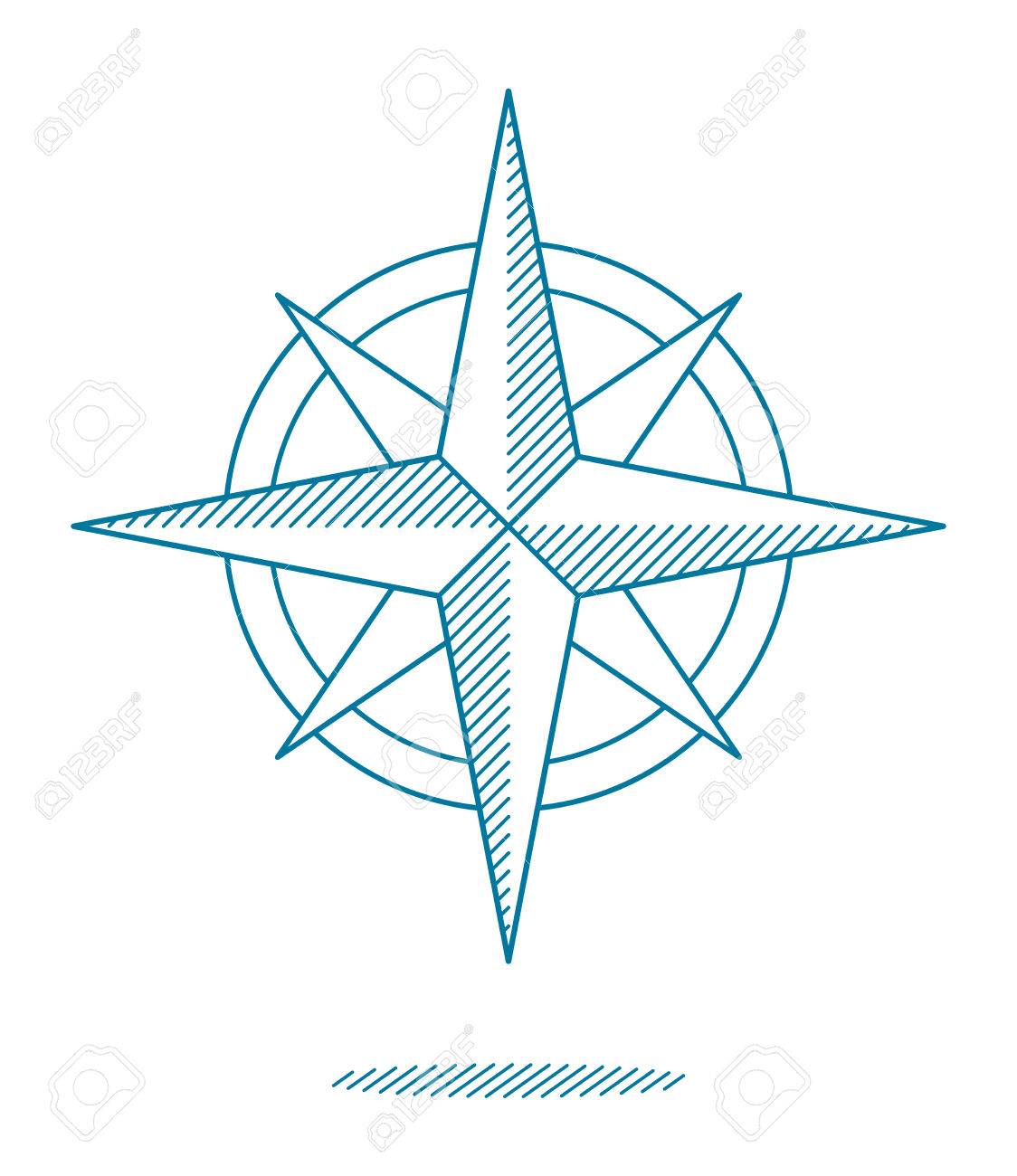 1124x1300 Blue Compass Rose Icon With Hatching For Nautical Themed Designs