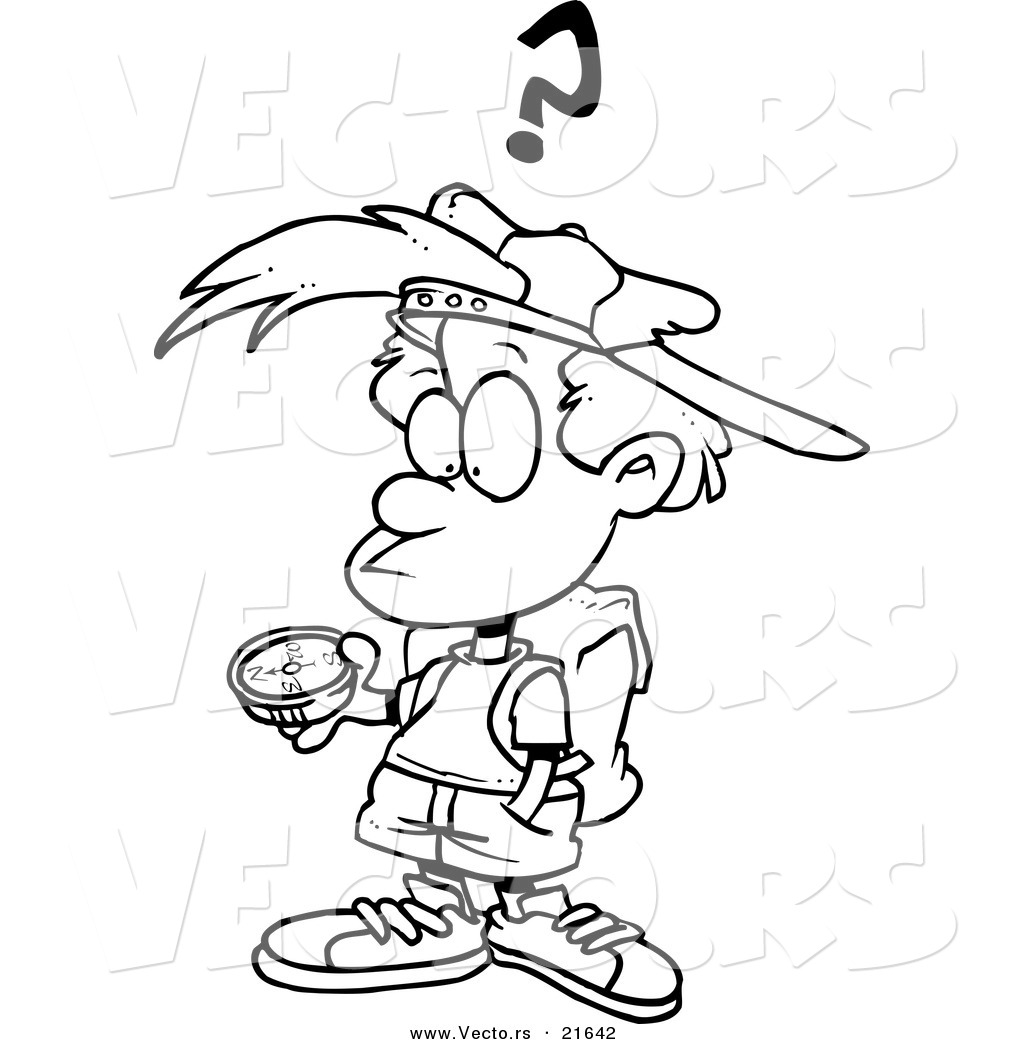 1024x1044 Vector Of A Cartoon Confused Boy Using A Compass