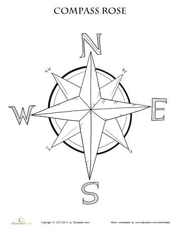 350x453 Compass Rose Coloring Sheet Worksheets Compass Rose Coloring Page