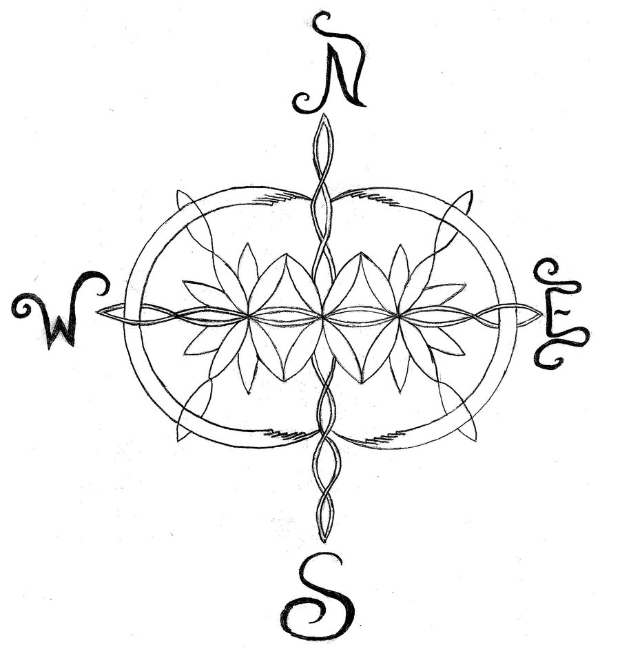 900x942 Flowered Compass Rose By Xxinksxx