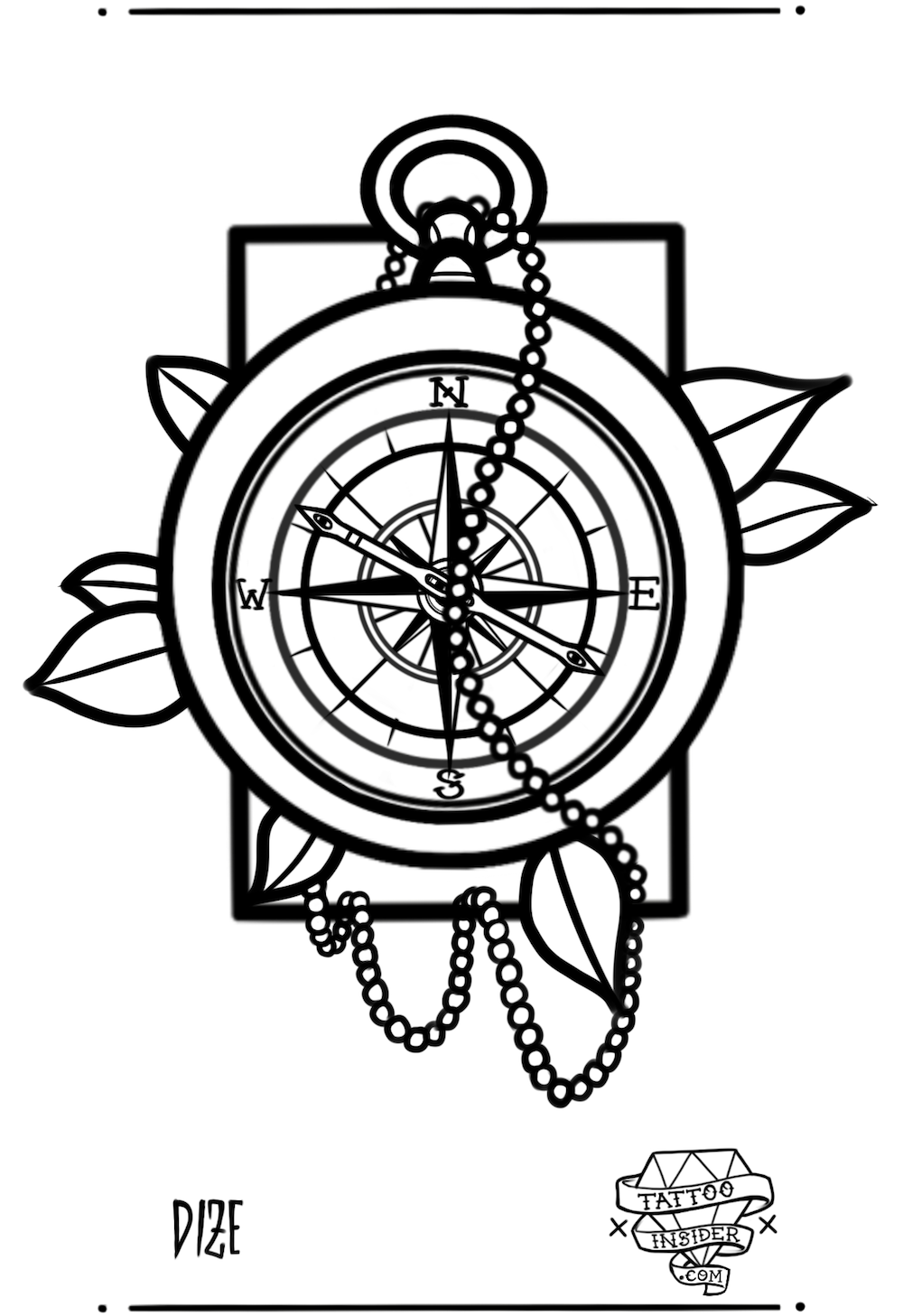 1000x1457 Compass Tattoo Design