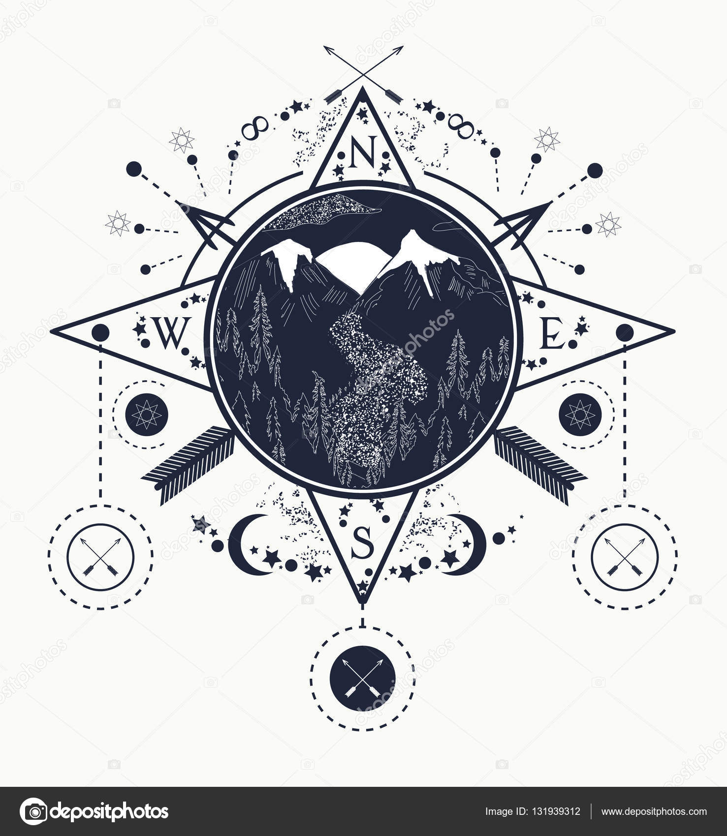 1477x1700 Mountain Wind Rose Compass Tattoo Art. Travel, Adventure Tattoo