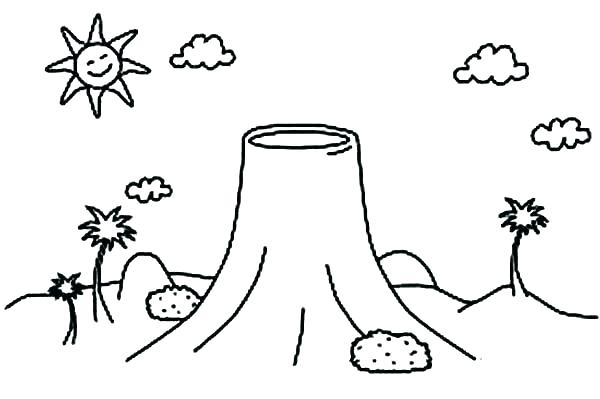600x399 Volcano Coloring Page Volcano Coloring Pages As Well As Dinosaur