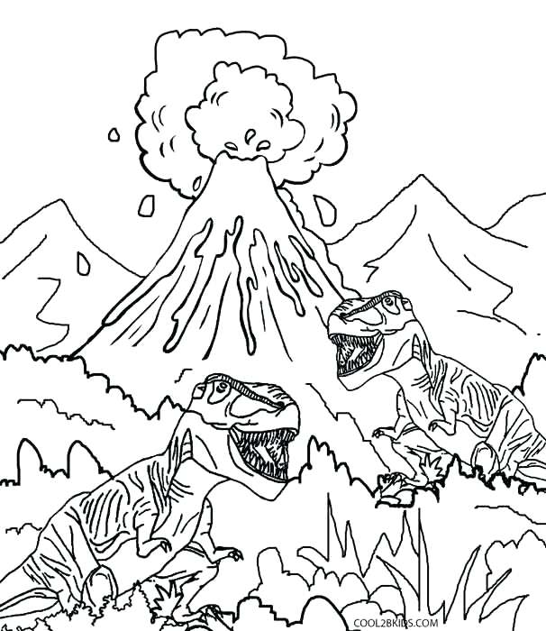 606x700 Volcano Coloring Page Volcano Dinosaur Coloring Pages Shield
