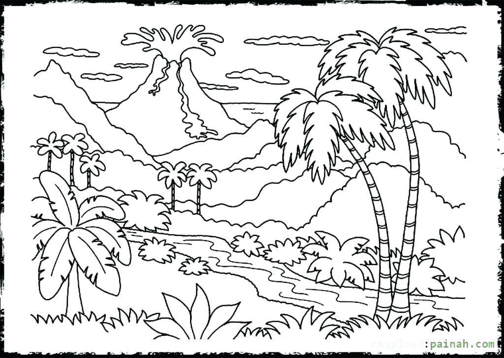 1024x728 Stunning Volcano Coloring Page Print Pages Plus Pin Drawn 5