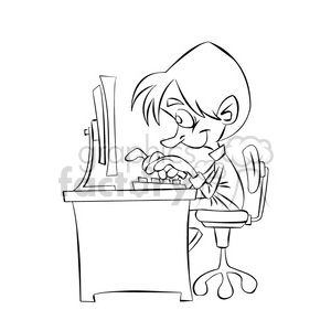 300x300 Royalty Free Vector Black And White Kid Working