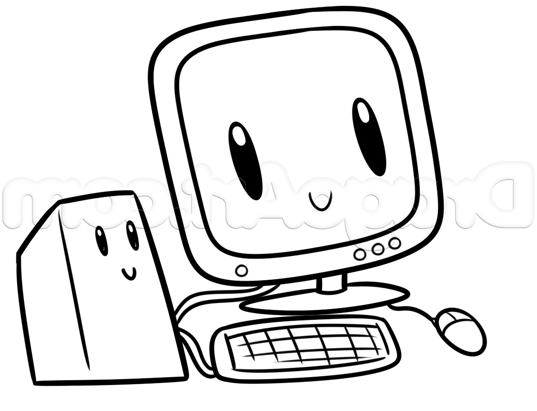 Monitor Cartoon Cute Computer Drawing - img-poof
