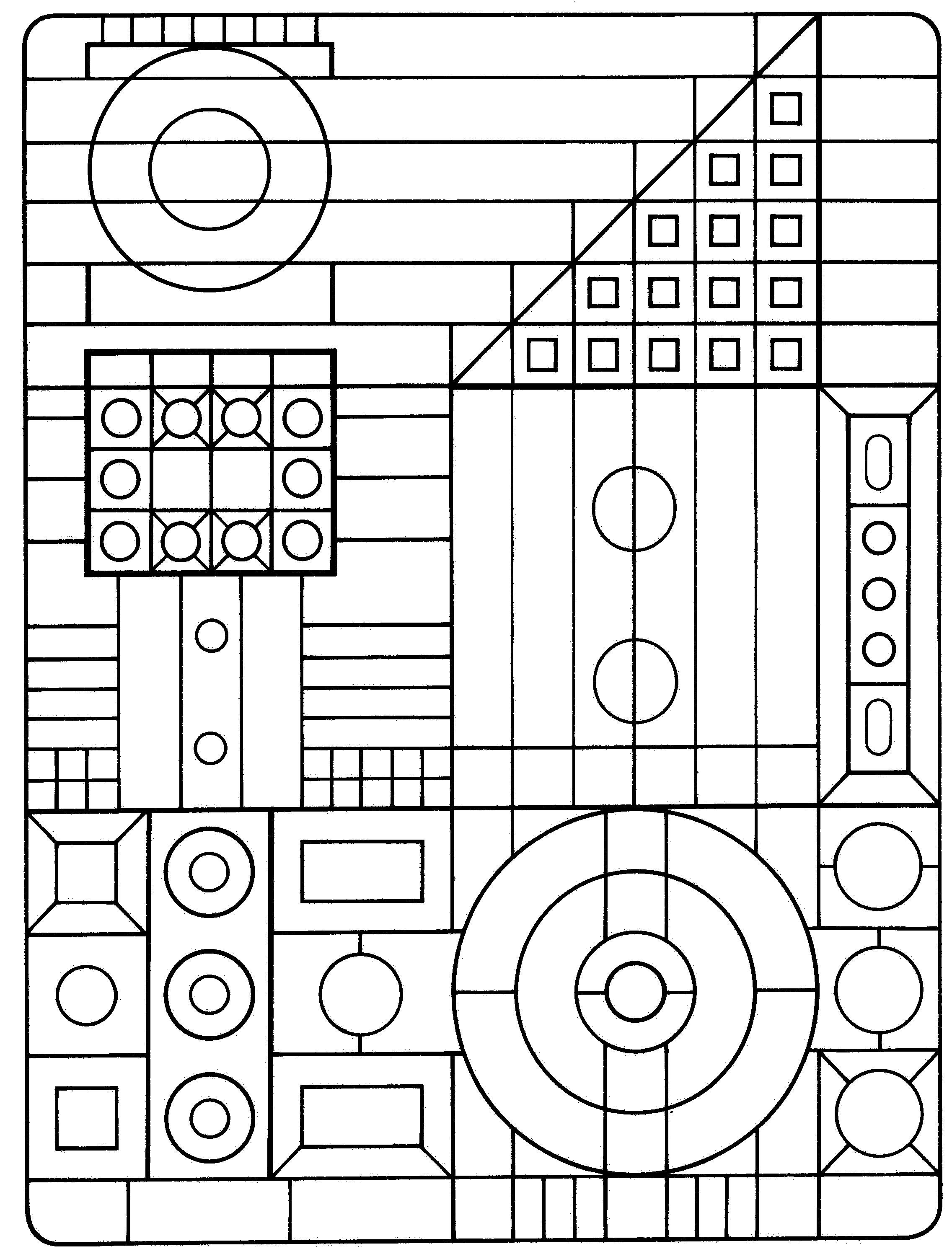 2272x2993 Detailed Geometric Coloring Picture Computer Chip Composed