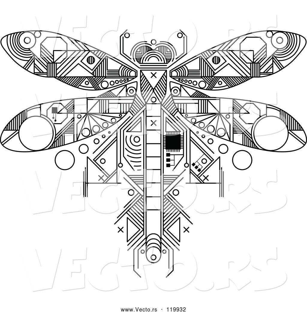 1024x1044 Vector Of Dragonfly Motherboard Computer Chip