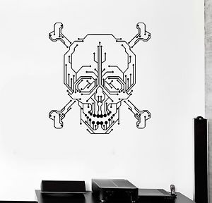 300x288 Wall Decal Computer Geek Skull Pc Gamer Chip Vinyl Stickers