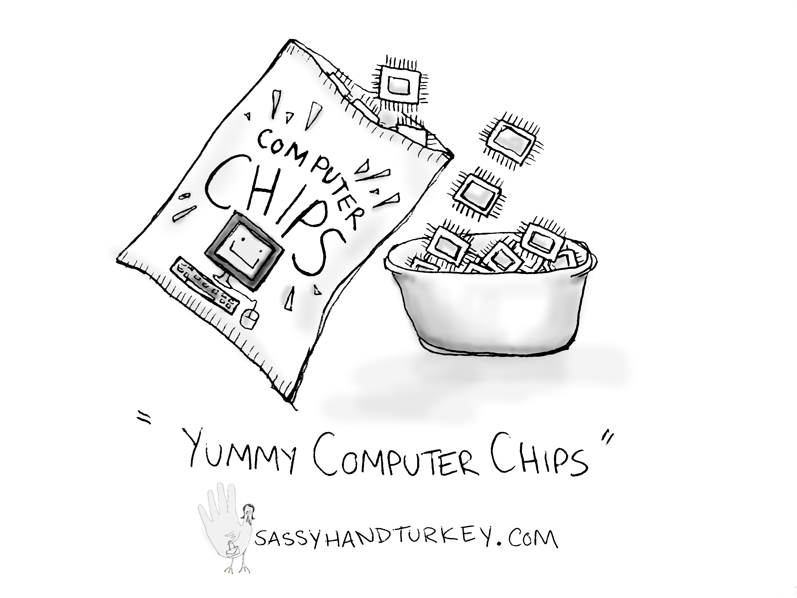 3072x2304 Yummy Computer Chips Sassy Hand Turkey